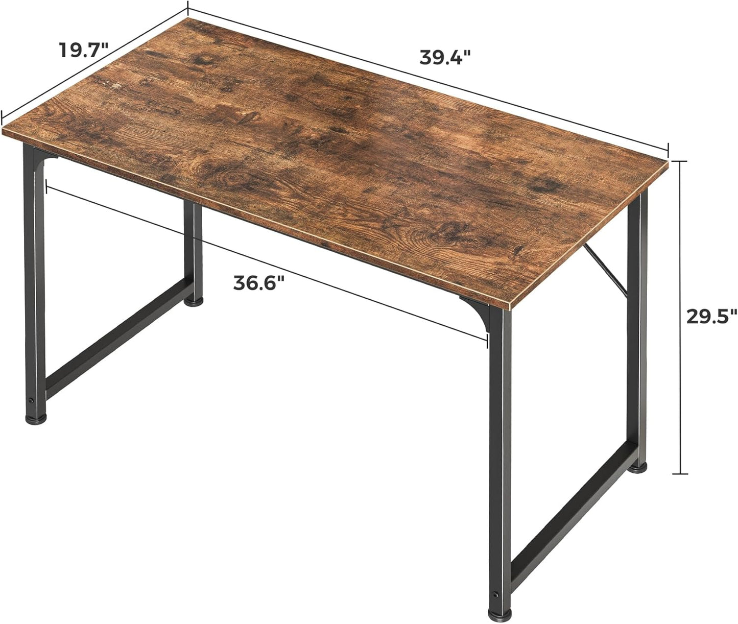 Rectangular Desk showing the measurements. These are length 19.7 inches, width 39.4 inches, and heigh 29.5 inches.