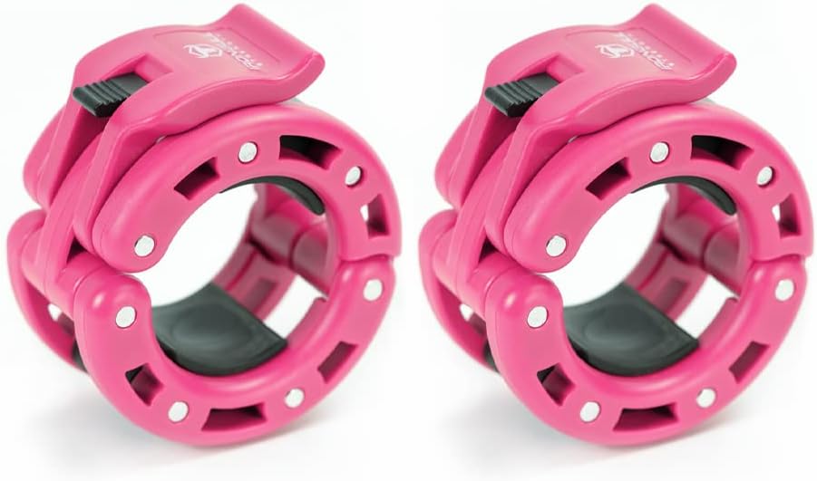 Pink Barbell Collars (Pair) with a white background.