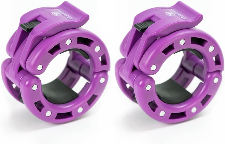 Purple Barbell Collars (Pair) with a white background.