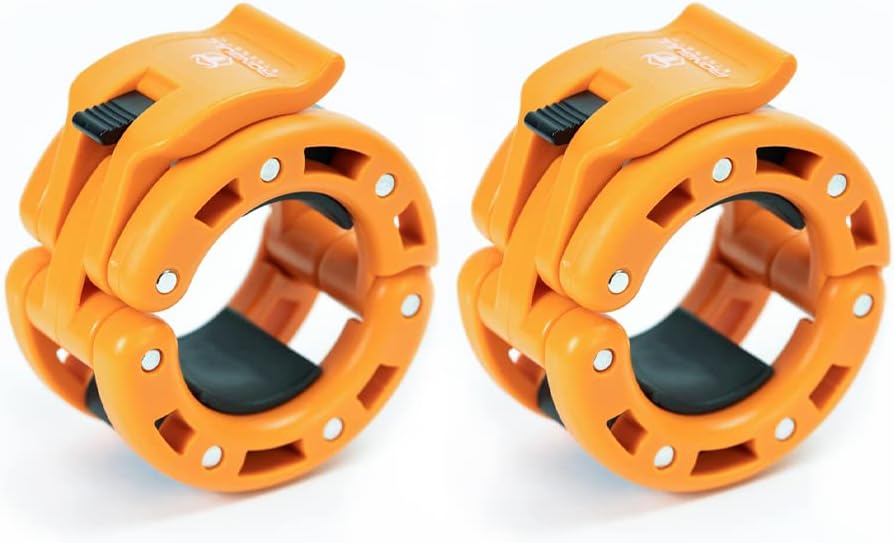 Orange Barbell Collars (Pair) with a white background.