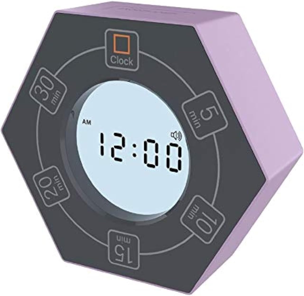 Purple Hexagonal Timer showing the clock.