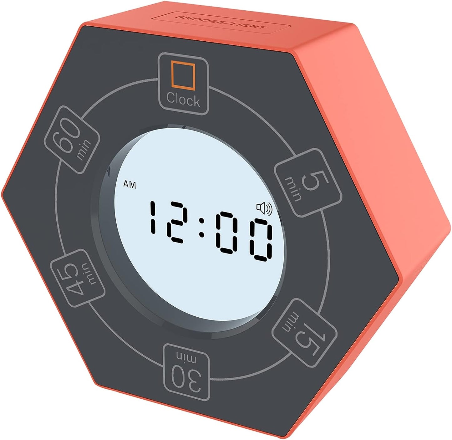 Red Hexagonal Timer showing the clock.