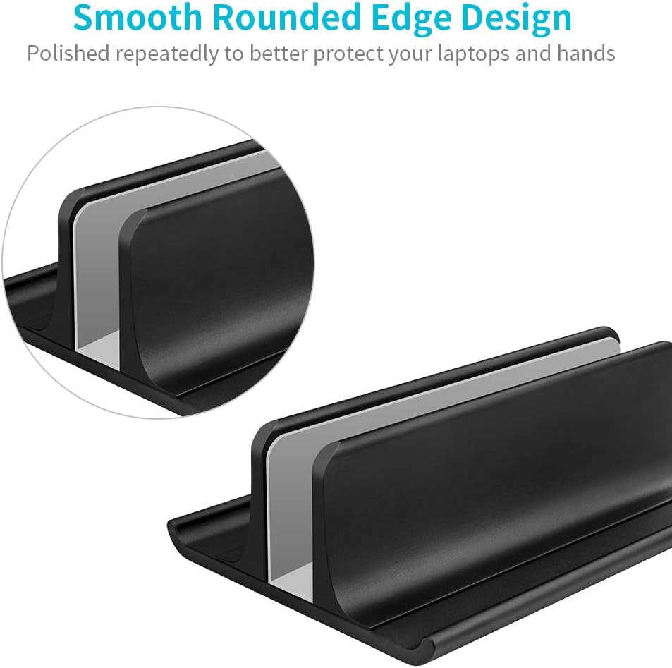 Vertical Laptop Stand showing how it has smooth rounded edges to better protect the laptop.